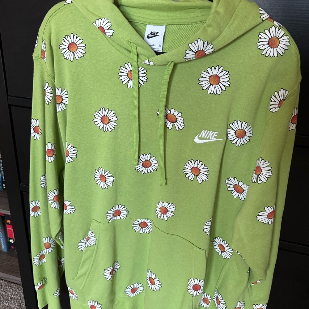 Nike Lime Green Hoodie with Floral Design